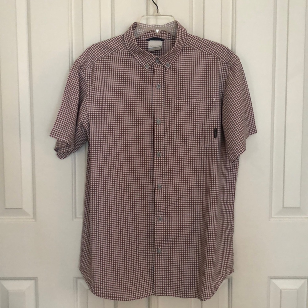 Red, Blue, & White Plaid Short Sleeve Columbia Shirt